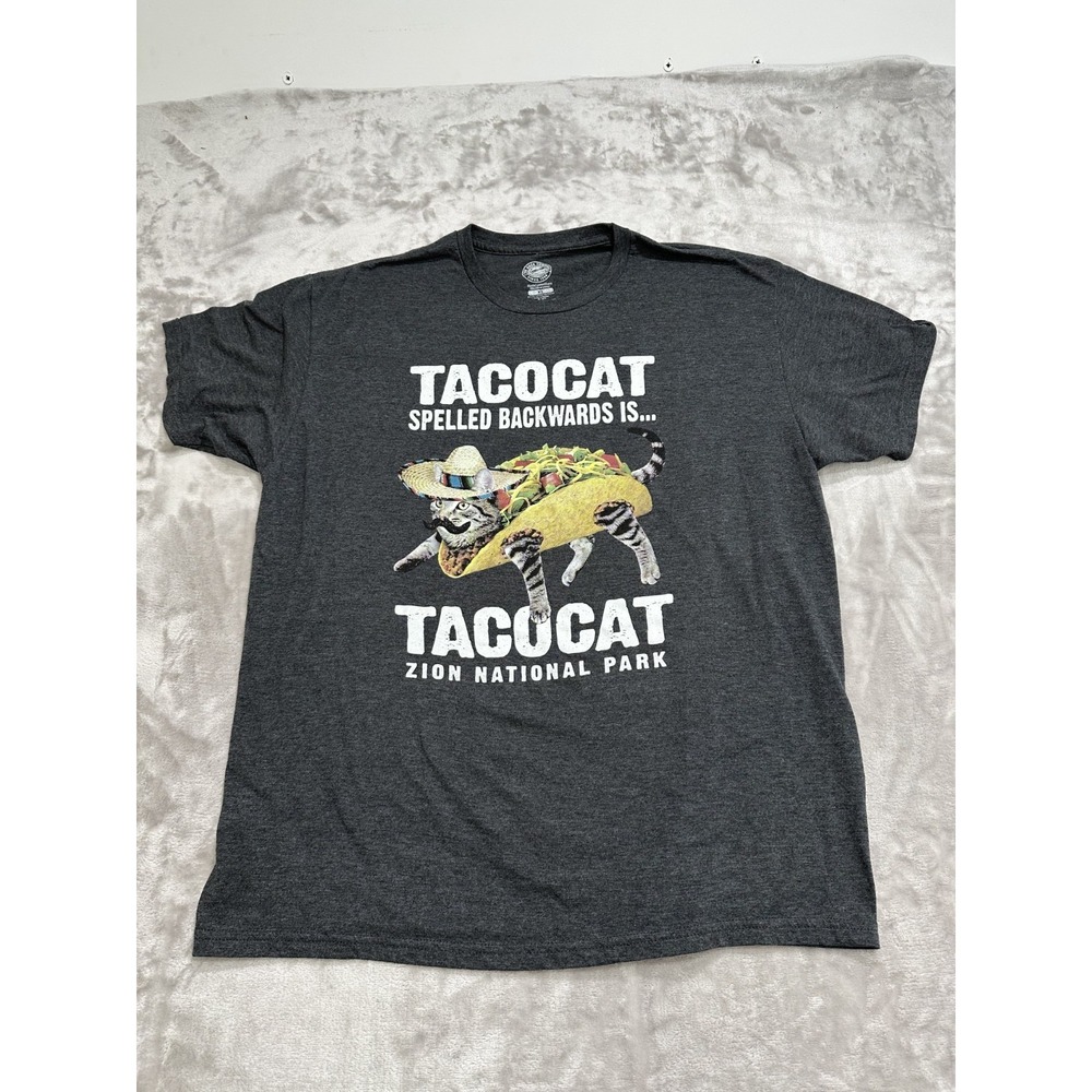 TacoCat T-Shirt‎ By The Duck Company Men's Size XL Black Graphic Logo Meme EUC